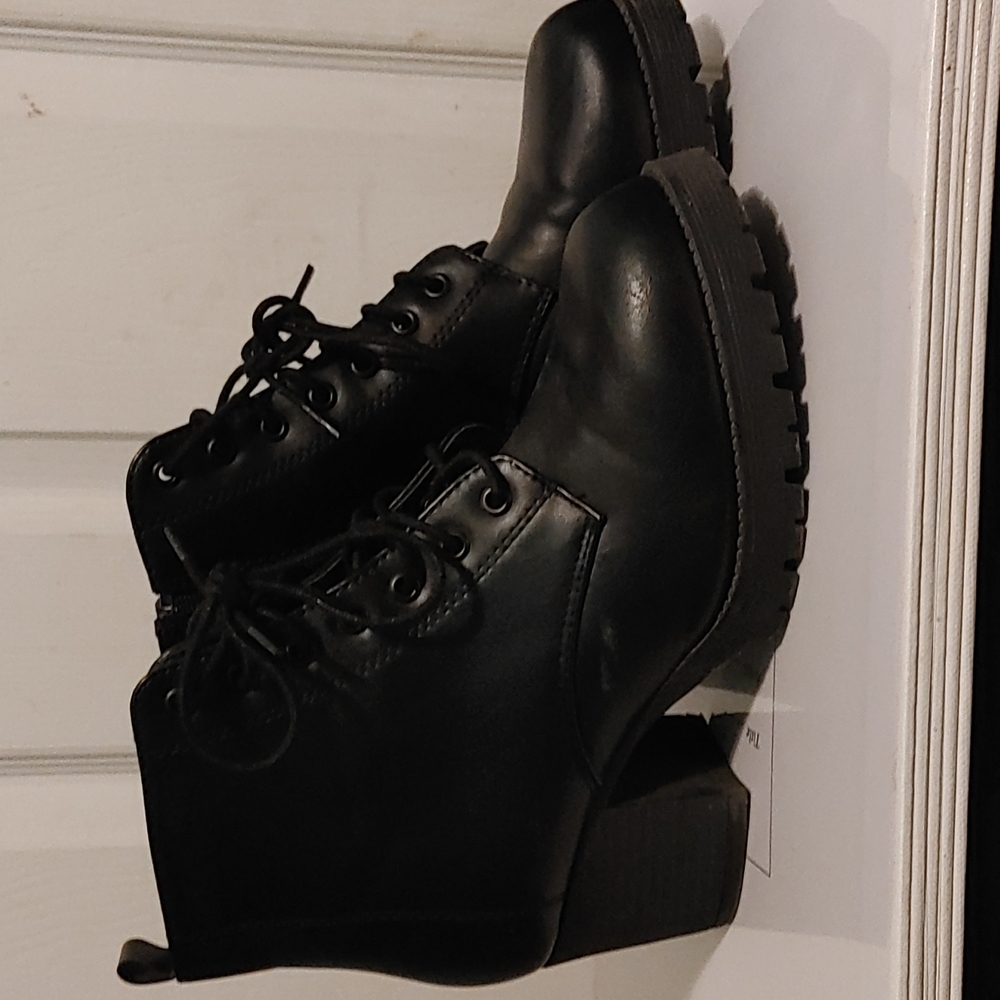 Black Heel Combat Boots